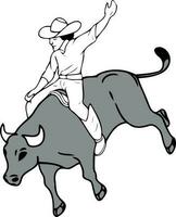 cowboy man riding a bull at a rodeo bull riding vector
