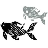animal pescado carpa en negro y blanco vector
