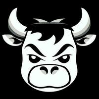 negro y blanco vaca cabeza logo vector