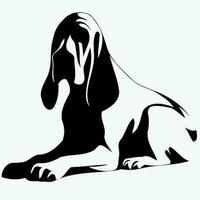 Bloodhound breed dog silhouette in black and white vector