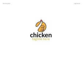 pollo logo diseño con mano vector