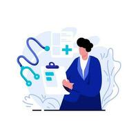 Chief Medical Officer Flat Illustration Minimalist of Key Employees Healthcare Industry. Modern vector concepts for web page website development, mobile app