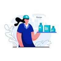 Pharmacy Manager Flat Illustration Minimalist of Key Employees Healthcare Industry. Modern vector concepts for web page website development, mobile app