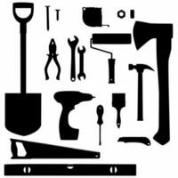 work tools icon set. Tool silhouette. Tool collection vector