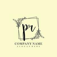 PR Initial beauty floral logo template vector