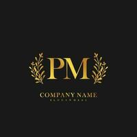 PM Initial beauty floral logo template vector