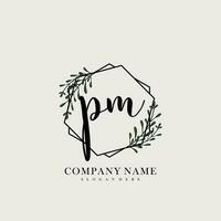 PM Initial beauty floral logo template vector