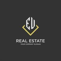EV initial monogram logo for real estate with polygon style vector