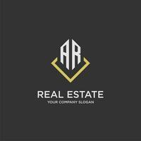 AR initial monogram logo for real estate with polygon style vector