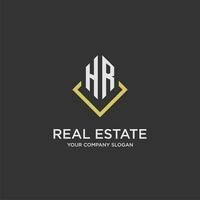 HR initial monogram logo for real estate with polygon style vector