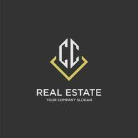 CC initial monogram logo for real estate with polygon style vector