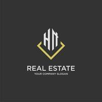 HN initial monogram logo for real estate with polygon style vector