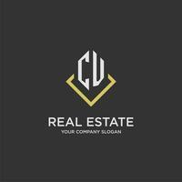 CV initial monogram logo for real estate with polygon style vector