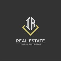 IR initial monogram logo for real estate with polygon style vector