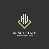 HW initial monogram logo for real estate with polygon style vector