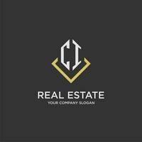 CI initial monogram logo for real estate with polygon style vector