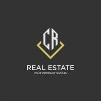 CR initial monogram logo for real estate with polygon style vector