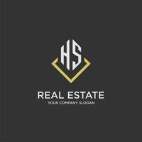 HS initial monogram logo for real estate with polygon style vector