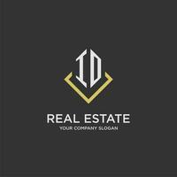 IO initial monogram logo for real estate with polygon style vector