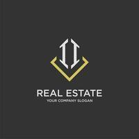 II initial monogram logo for real estate with polygon style vector