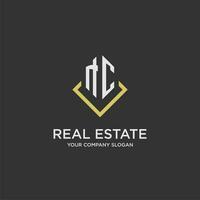 NC initial monogram logo for real estate with polygon style vector