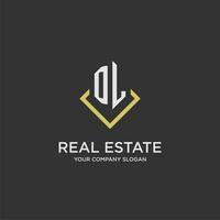 DL initial monogram logo for real estate with polygon style vector