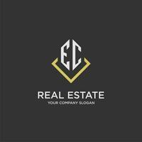 EC initial monogram logo for real estate with polygon style vector