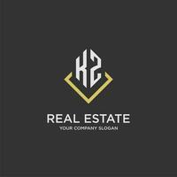 KZ initial monogram logo for real estate with polygon style vector