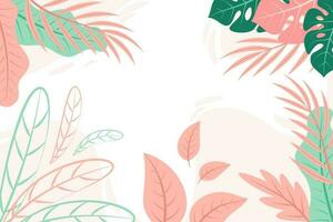 Summer background vector design with tropical leaves