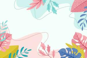 Summer background vector design with tropical leaves