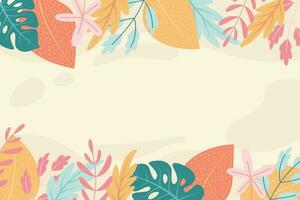 Summer background vector design with tropical leaves