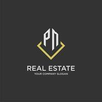 PM initial monogram logo for real estate with polygon style vector