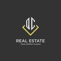 QC initial monogram logo for real estate with polygon style vector