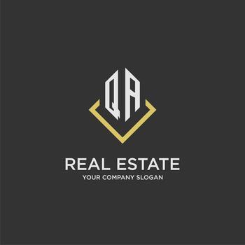 QA initial monogram logo for real estate with polygon style vector