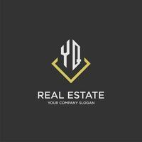 YQ initial monogram logo for real estate with polygon style vector