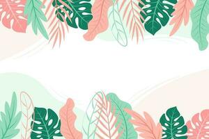 Summer background vector design with tropical leaves