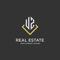 WZ initial monogram logo for real estate with polygon style vector