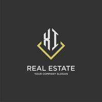 XI initial monogram logo for real estate with polygon style vector