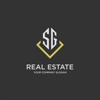 SG initial monogram logo for real estate with polygon style vector