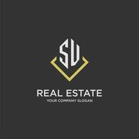 SV initial monogram logo for real estate with polygon style vector