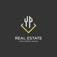 YP initial monogram logo for real estate with polygon style vector