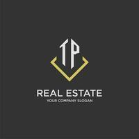 TP initial monogram logo for real estate with polygon style vector