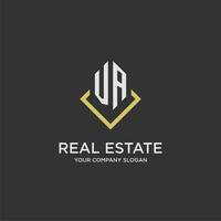 VA initial monogram logo for real estate with polygon style vector
