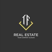 TF initial monogram logo for real estate with polygon style vector