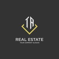 TA initial monogram logo for real estate with polygon style vector