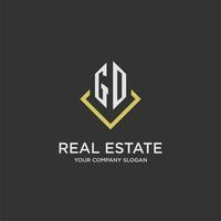 GO initial monogram logo for real estate with polygon style vector