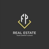 FP initial monogram logo for real estate with polygon style vector