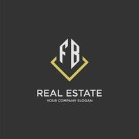 FB initial monogram logo for real estate with polygon style vector