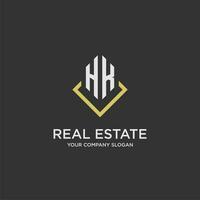 HK initial monogram logo for real estate with polygon style vector