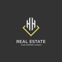 HH initial monogram logo for real estate with polygon style vector